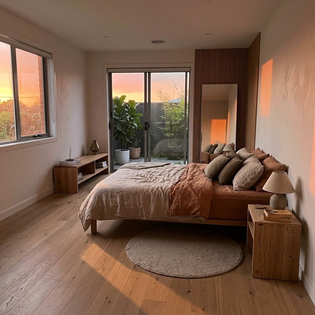Warm Tones Inside A Modern Master Bedroom Japandi Suite