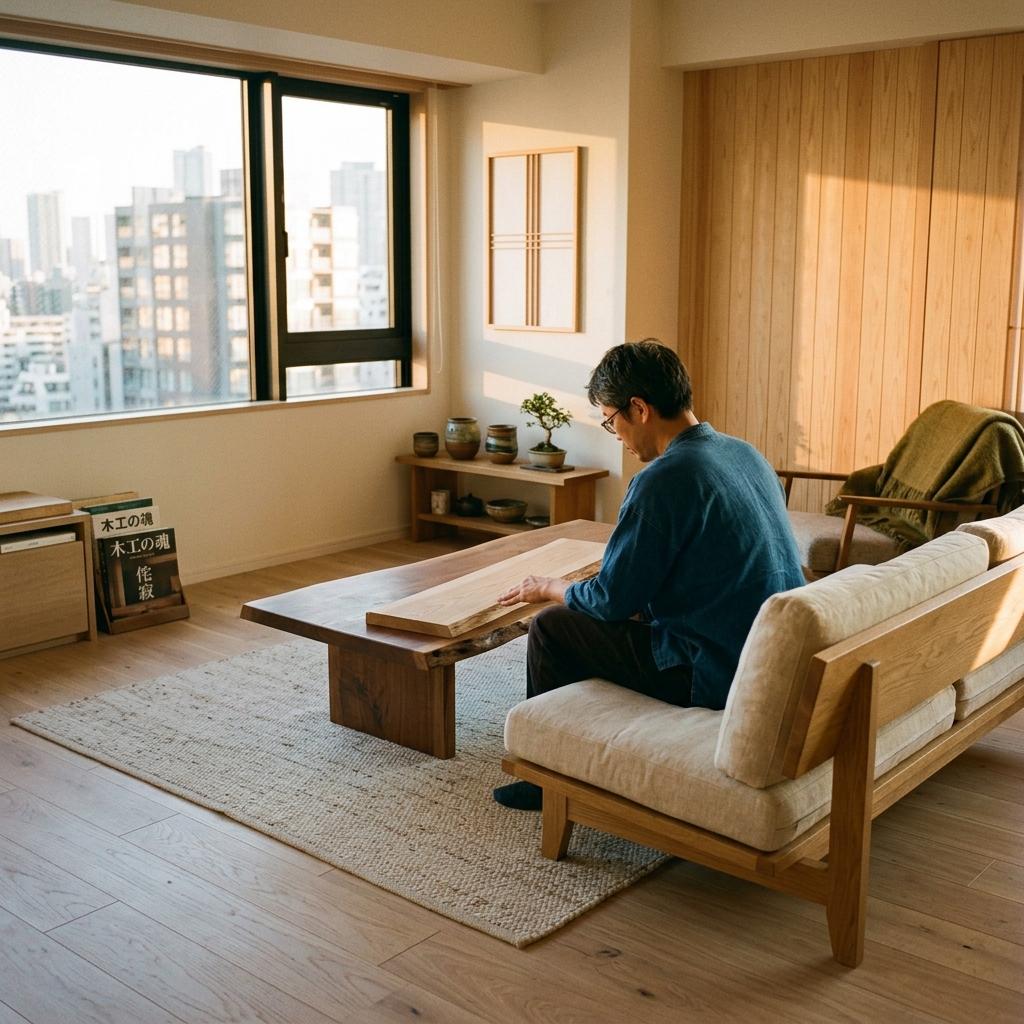 Warm Wood Tones For A Cozy Japandi Living Room Vibe