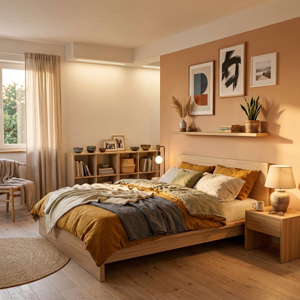 Where Color Meets Calm In An Eclectic Japandi Bedroom