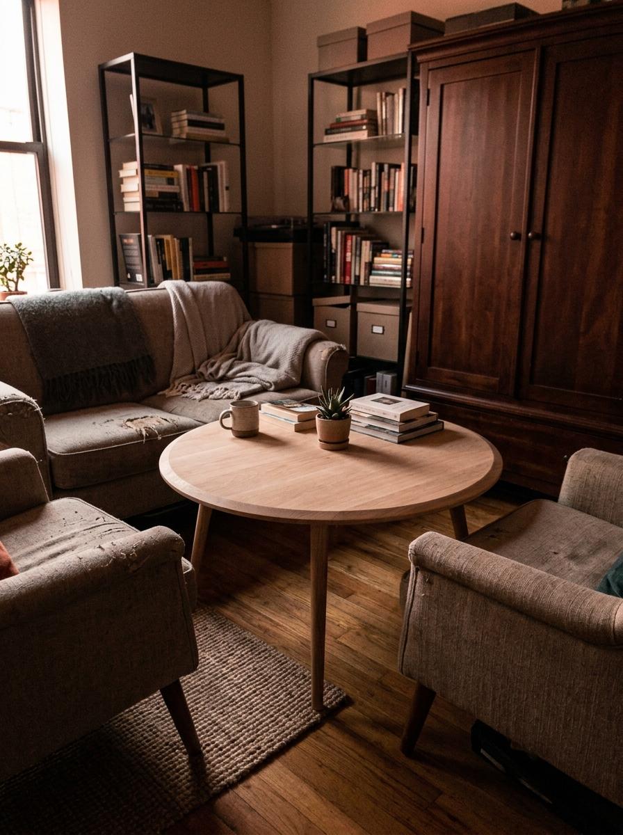 Why A Round Oak Japandi Coffee Table Fits Small Spaces