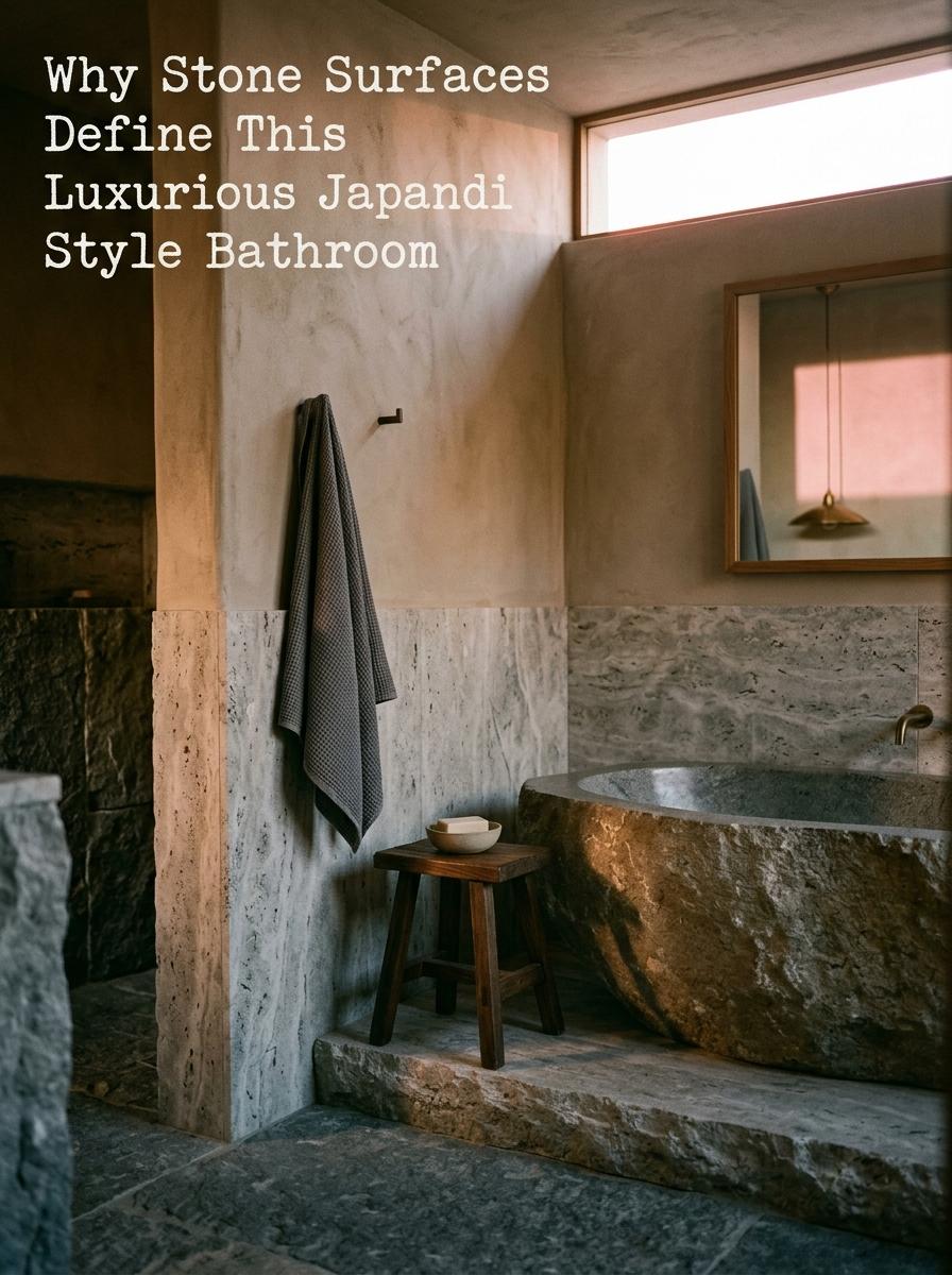 Why Stone Surfaces Define This Luxurious Japandi Style Bathroom