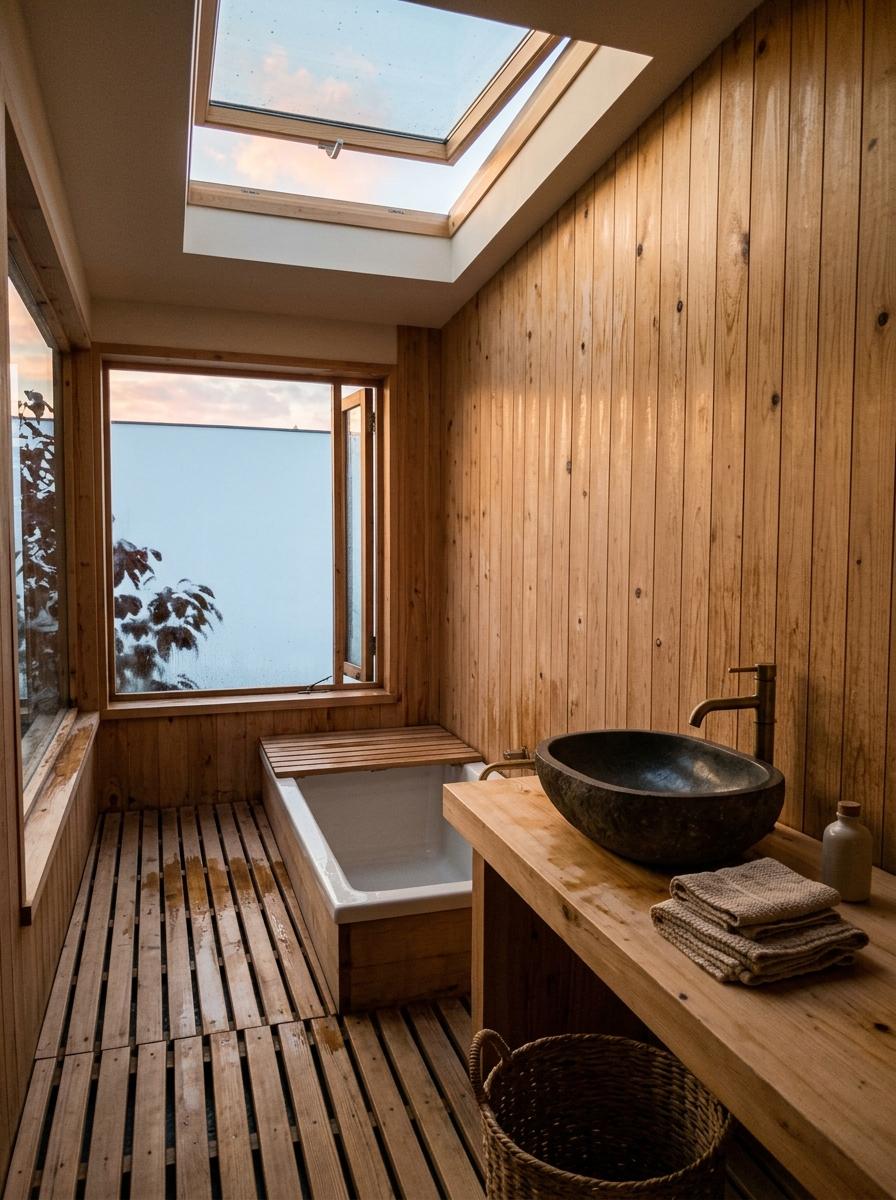 Why This Japandi Bathroom Remodel Uses Natural Wood Textures