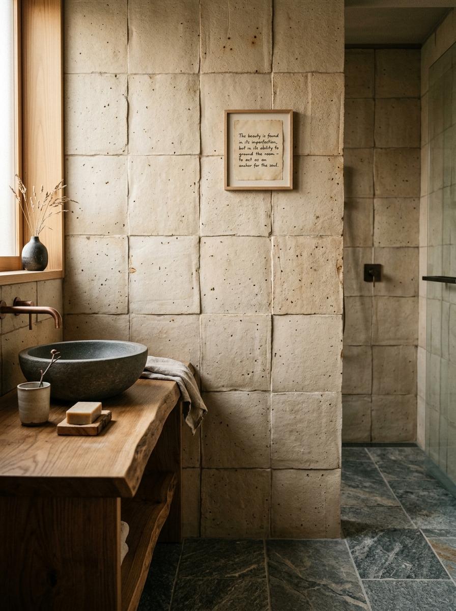 Zen Atmosphere: A Detailed Look At Earthy Japandi Bathroom Tiles